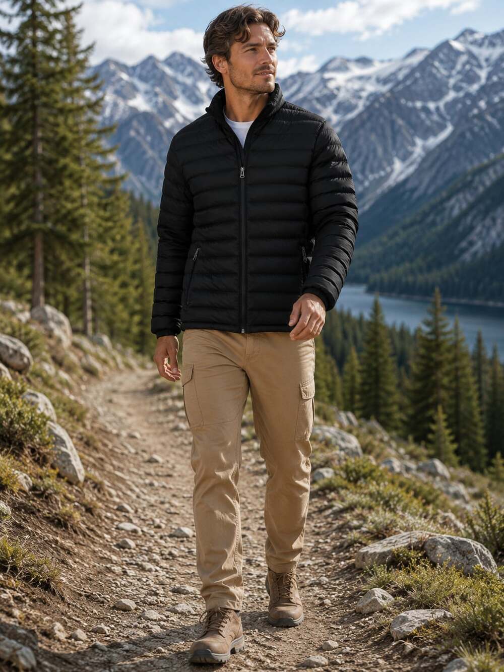 Cole Haan Men's Lightweight Packable Quilted Down Puffer Jacket